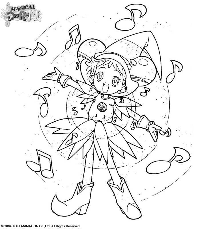 coloriage doremi la sorciere et les notes de musique